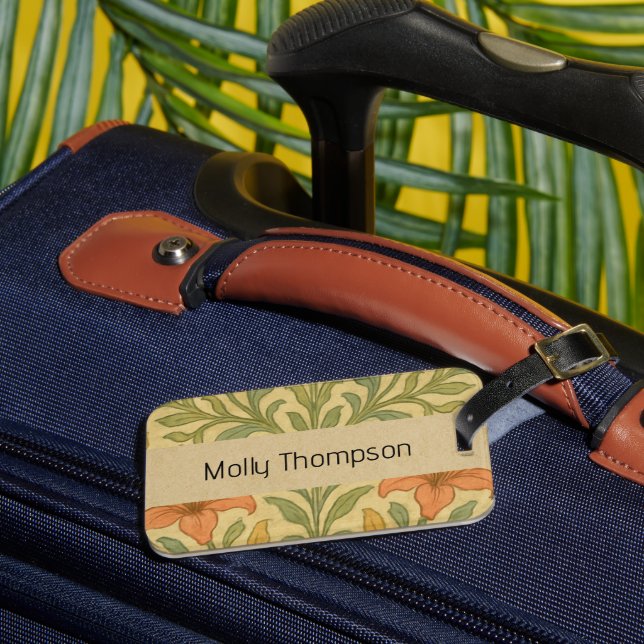 Benutzerdefinierter Name Retro-Blumenmuster Rustik Gepäckanhänger (Vorderseite Insitu 3)