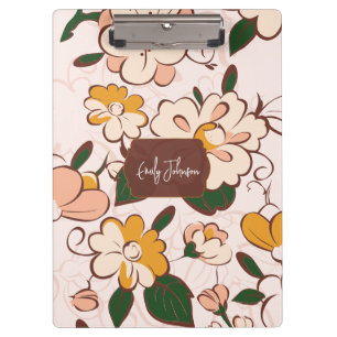 Benutzerdefinierter Name Retro-Blumenwiese Creme P Klemmbrett