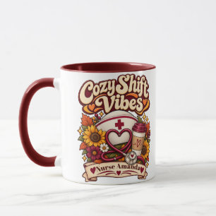 Benutzerdefinierter Name Retro Cozy Nurse Life Kaf Tasse