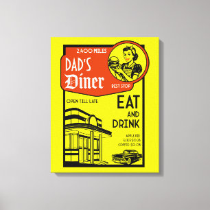 Benutzerdefinierter Name Retro Diner Amerikanisch Leinwanddruck