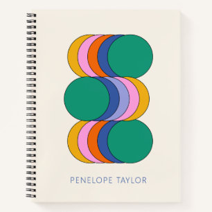Benutzerdefinierter Name Retro Moderne Geometrisch Notizbuch