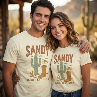Benutzerdefinierter Name Retro Western Wüstenkaktu T-Shirt