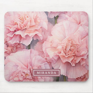 Benutzerdefinierter Name Romantische rosa Nelke Aq Mousepad