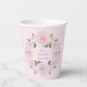 Benutzerdefinierter Name, rosa Rosen-Papierbecher Pappbecher