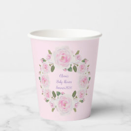 Benutzerdefinierter Name, rosa Rosen Papiertassen  Pappbecher