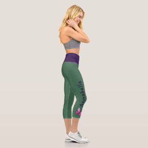 Benutzerdefinierter Name - Rosa Schmetterling - Ei Capri Leggings