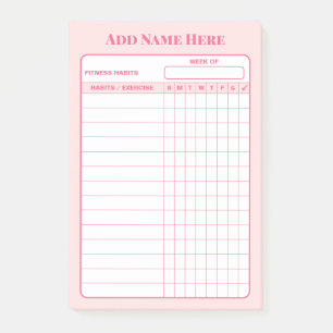 Benutzerdefinierter Name Rosa Wöchentlicher Gewohn Post-it Klebezettel