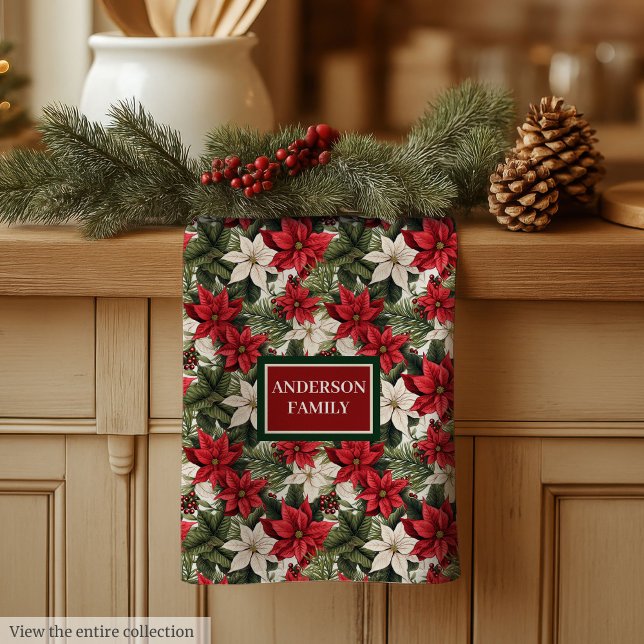 Benutzerdefinierter Name Rotes Handtuch Traditione (Custom Name Red Towel Traditional Holiday Accent)