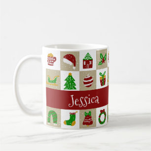 Benutzerdefinierter Name Rustikale Beige Weihnacht Kaffeetasse