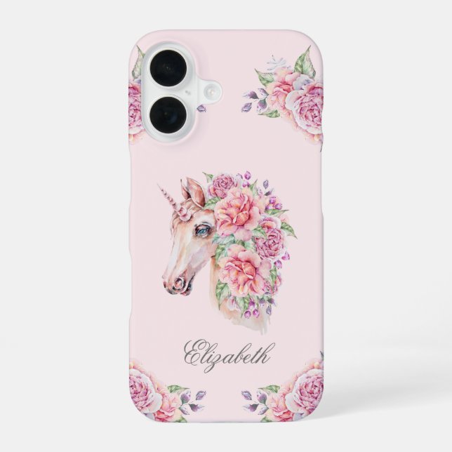 Benutzerdefinierter Name Rustikale Wasserfarbe Flo iPhone 16 Hülle (Rückseite)