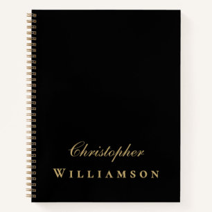 Benutzerdefinierter Name Schwarz Gold Minimalistis Notizbuch