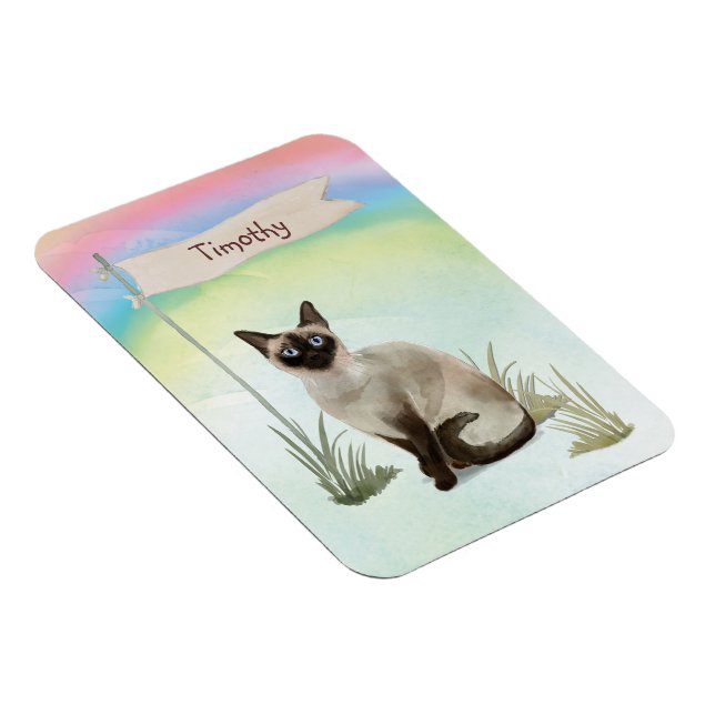 Benutzerdefinierter Name Siamesische Katze Haustie Magnet (Rechte Seite)