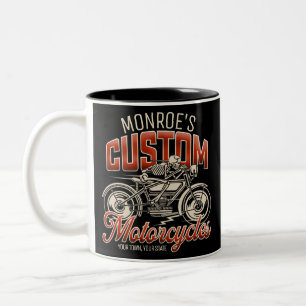 Benutzerdefinierter NAME Skelett Motorrad Zyklus S Zweifarbige Tasse