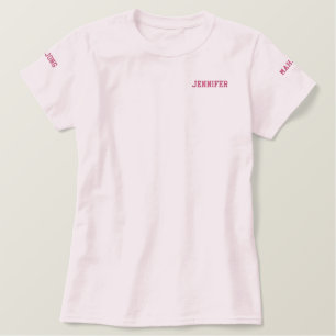 Benutzerdefinierter Name Stickerei Ärmel Detail Pr Besticktes T-Shirt
