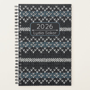Benutzerdefinierter Name Strick Grau und Blau Plan Planer