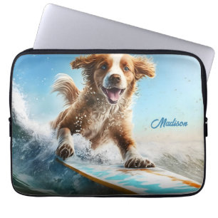 Benutzerdefinierter Name Surfender Hund Laptopschutzhülle