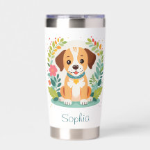 Benutzerdefinierter Name Süße Blumen-Hund-Hündchen