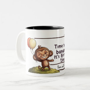 Benutzerdefinierter Name Süßer Affe Jungen Geburts Zweifarbige Tasse