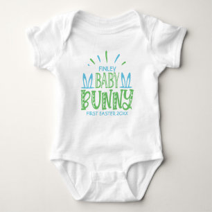 Benutzerdefinierter NAME Süßer Baby-Hase Erste Ost Baby Strampler