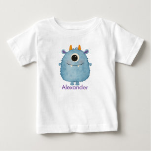 Benutzerdefinierter Name Süßes einäugiges Monster- Baby T-shirt