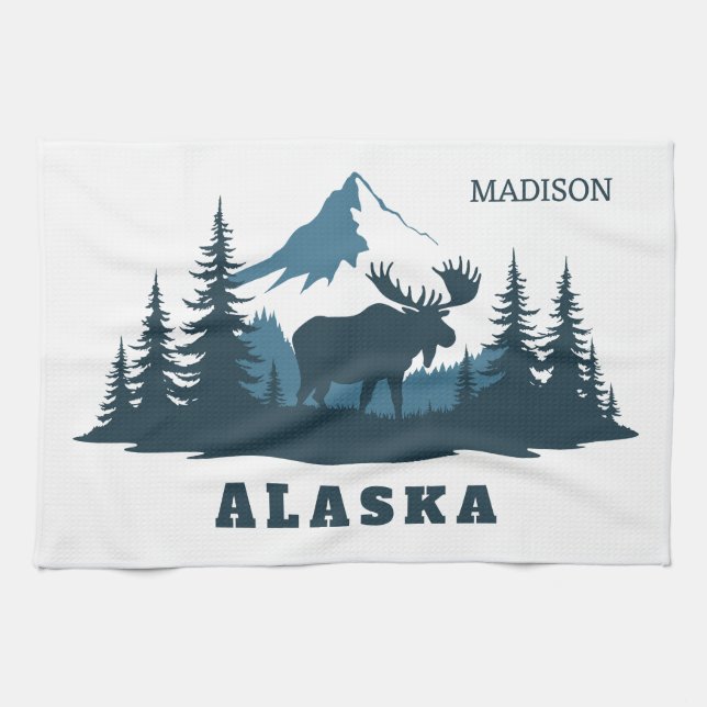 Benutzerdefinierter Name & Text ALASKA Geschirrtuch (Horizontal)