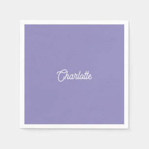 Benutzerdefinierter Name Text Dusty Lavender weiß Serviette