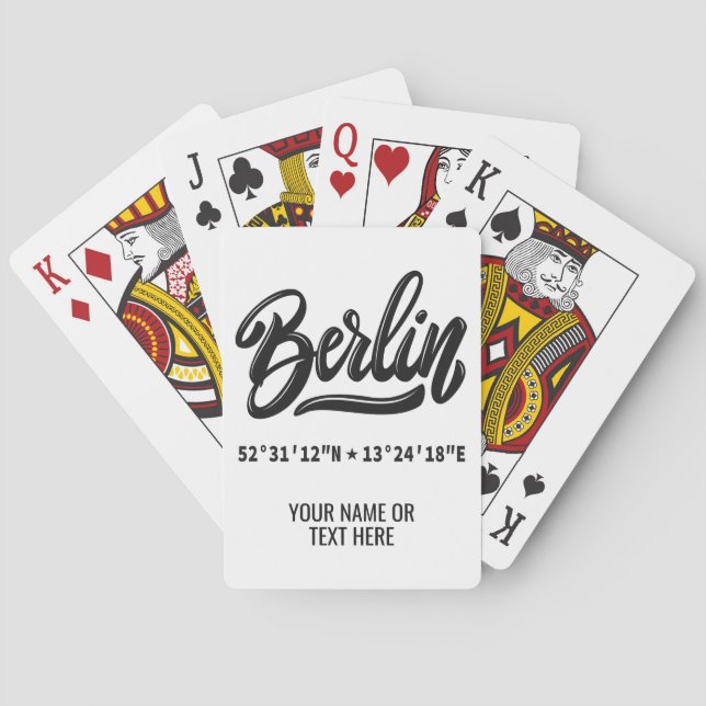 Benutzerdefinierter Name / Text & Farbe Berlin Koo Spielkarten (Rückseite)