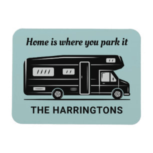 Benutzerdefinierter Name, Text & Farbe Camper Van Magnet