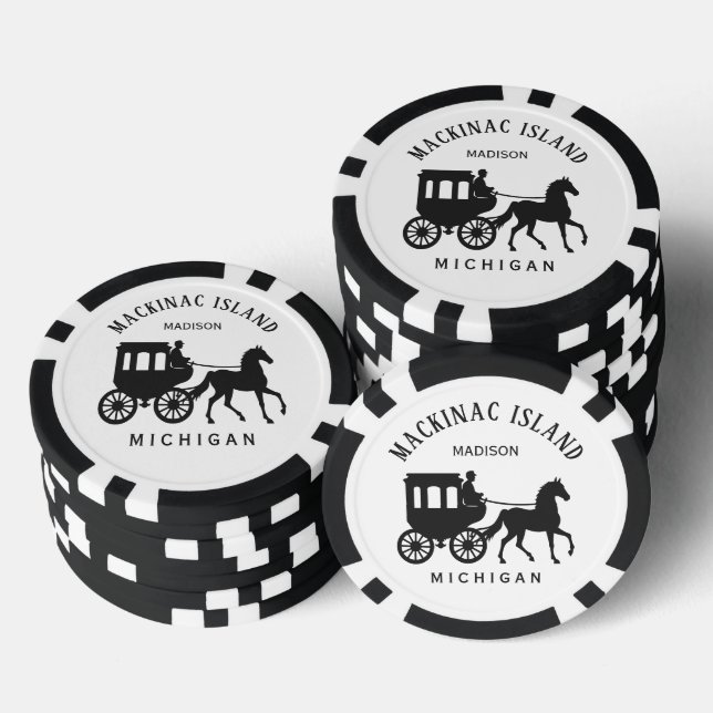 Benutzerdefinierter Name, Text & Farbe Mackinac Is Pokerchips (Stapel)