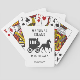 Benutzerdefinierter Name, Text & Farbe Mackinac Is Spielkarten