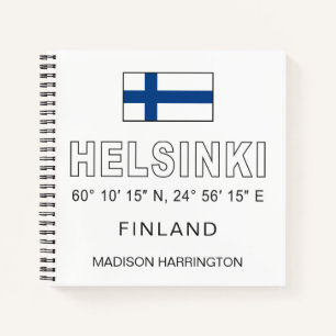 Benutzerdefinierter Name & Text Helsinki Koordinat Notizbuch