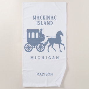 Benutzerdefinierter Name & Text Mackinac Island Strandtuch