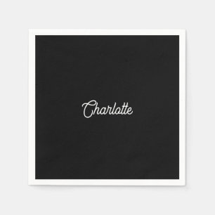 Benutzerdefinierter Name Text Schwarz weiß minimal Serviette