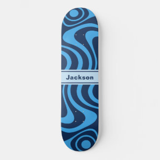 Benutzerdefinierter Name Trippy Wavy 70er Retro Bl Skateboard