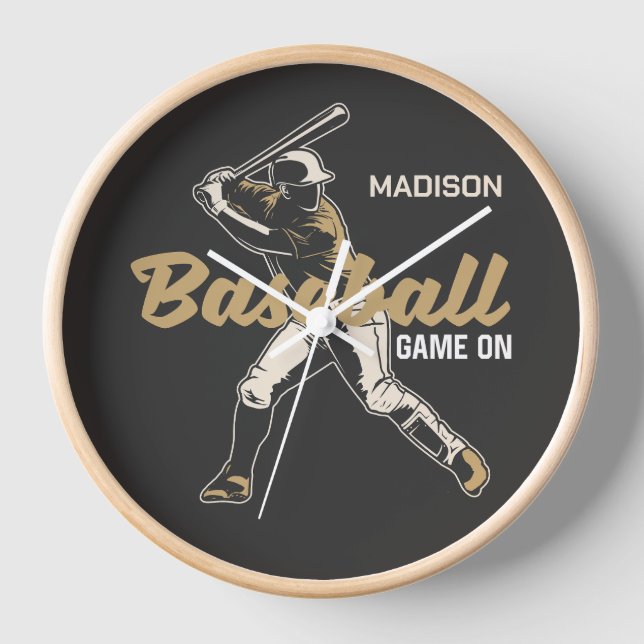 Benutzerdefinierter Name und Farbe Baseballspieler Uhr (Vorderseite)