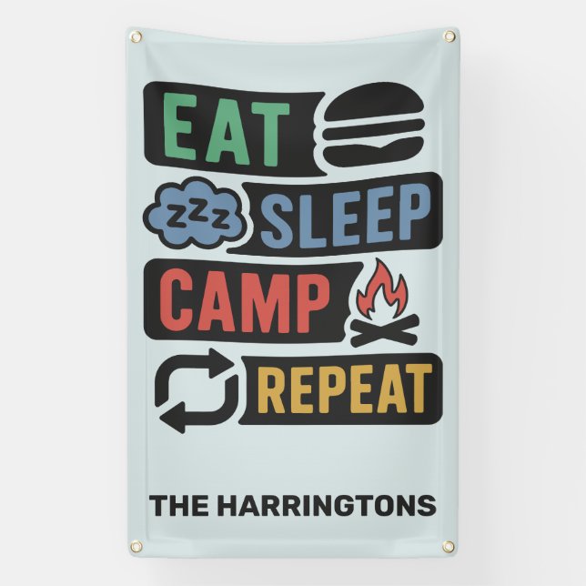 Benutzerdefinierter Name und Farbe Camping Banner (Vertikal)