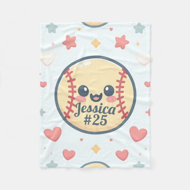 Benutzerdefinierter Name und Nummer-Softball-Throw Fleecedecke (Vorderseite)