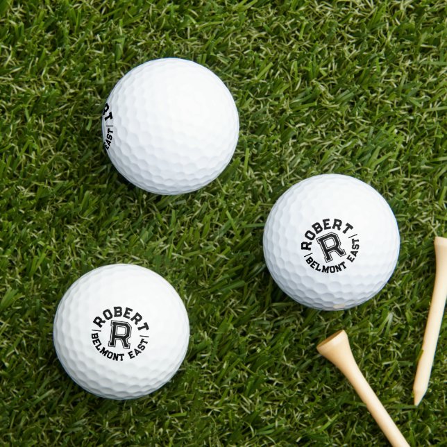Benutzerdefinierter Name und Team für Schwarzer Te Golfball (Insitu Gras)
