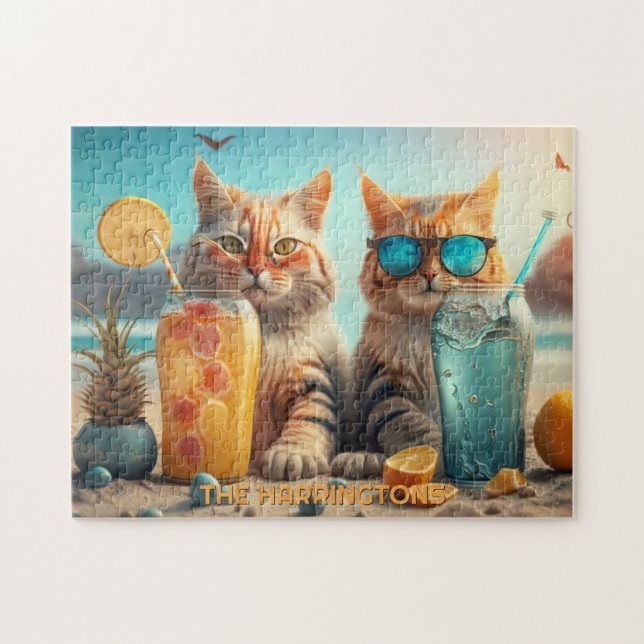 Benutzerdefinierter Name Urlaub Katze (Horizontal)