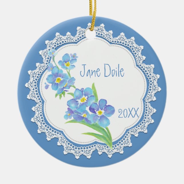 Benutzerdefinierter Name Vergessen Sie die Blume d Keramik Ornament (Vorne)