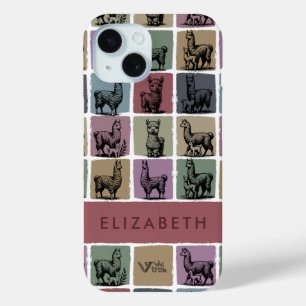 Benutzerdefinierter Name Vintage Lama Alpaka Flora Case-Mate iPhone Hülle