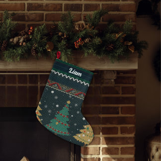 Benutzerdefinierter Name - Vintage nostalgischer S Großer Weihnachtsstrumpf