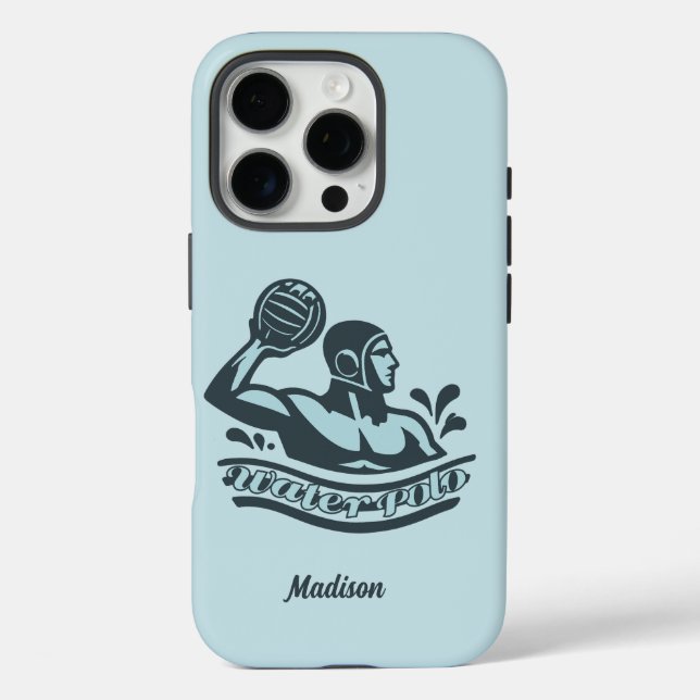 Benutzerdefinierter Name Wasserball iPhone 16 Pro Hülle (Rückseite)