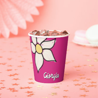 Benutzerdefinierter Name Whimsical Gänseblümchen F Pappbecher