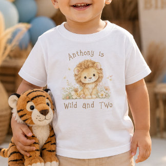Benutzerdefinierter Name Wild and Two 2. Geburtsta Baby T-shirt