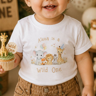 Benutzerdefinierter Name Wild One Erster Geburtsta Baby T-shirt