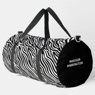 Benutzerdefinierter Name Zebramuster Duffle Bag