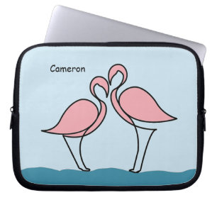 Benutzerdefinierter Name Zwei rosa Flamingos auf d Laptopschutzhülle