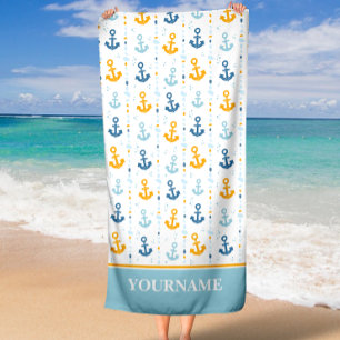 Benutzerdefinierter Nautikanker Bad Ozean Strandtuch