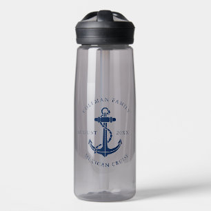 Benutzerdefinierter nautischer Anker in Marineblau Trinkflasche